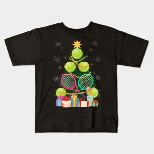 Tennis Christmas Tree Tennis Player Tennis Coach Kids T-Shirt